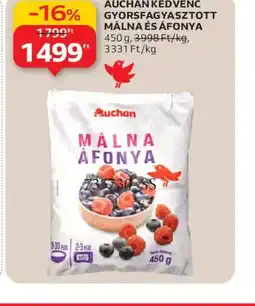 Auchan AUCHAN KEDVENC GYORSFAGYASZTOTT MÁLNA ÉS ÁFONYA ajánlat