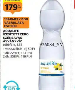Auchan AQUAlife ÍZESÍTETT ZERO SZÉNSAVAS ÁSVÁNYVÍZ ajánlat