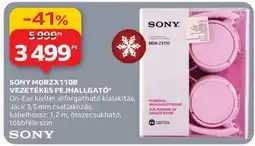 Auchan SONY MDRZX110B VEZETÉKES FEJHALLGATÓ ajánlat
