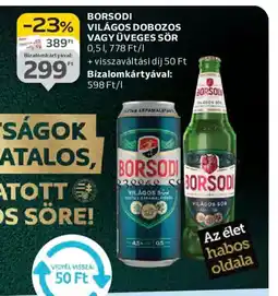 Auchan BORSODI VILÁGOS DOBOZOS VAGY ÜVEGES SÖR ajánlat