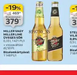 Auchan MILLER VAGY MILLER LIME ÜVEGES SÖR ajánlat