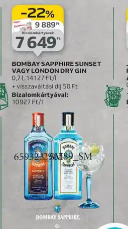 Auchan BOMBAY SAPPHIRE SUNSET VAGY LONDON DRY GIN ajánlat
