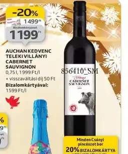 Auchan AUCHAN KEDVENC TELEKI VILLÁNYI CABERNET SAUVIGNON ajánlat