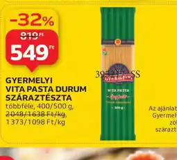 Auchan GYERMELYI VITA PASTA DURUM SZÁRAZTÉSZTA ajánlat