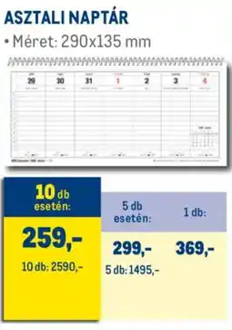 Metro Asztali naptár ajánlat