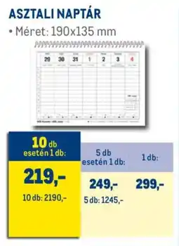 Metro Asztali naptár ajánlat