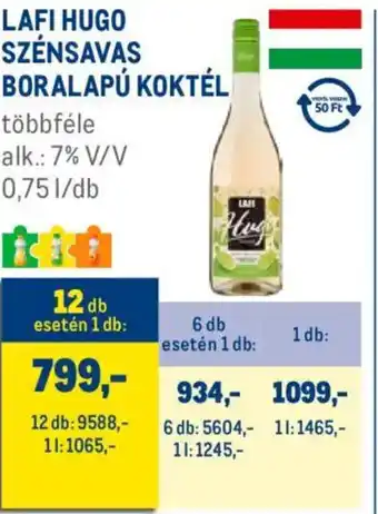 Metro Lafi Hugo Szénsavas boralapú koktél ajánlat