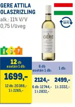 Metro Gere Attila olaszrizling ajánlat