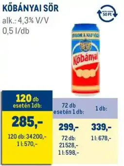 Metro Kőbányai sör ajánlat