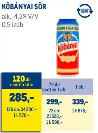 Metro Kőbányai sör ajánlat