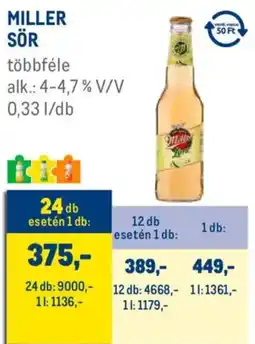Metro Miller Sör ajánlat