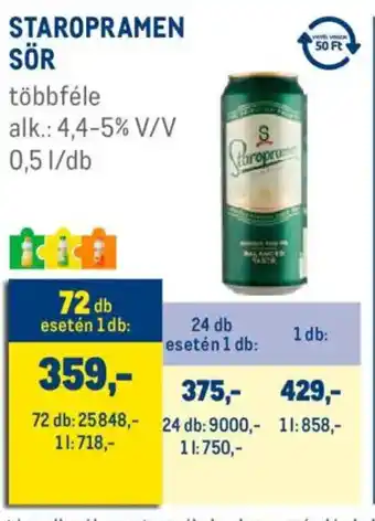 Metro Staropramen sör ajánlat