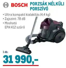Metro Bosch porzsák nélküli porszívó ajánlat