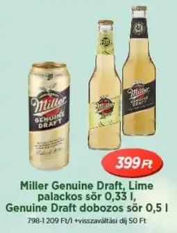 Real Miller Genuine Draft, Lime palackos sör / Genuine Draft dobozos sör ajánlat