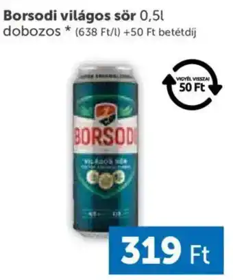 PRIVÁT Borsodi világos sör ajánlat