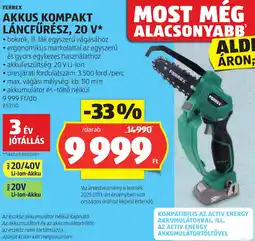 ALDI Ferrex Akkus kompakt láncfűrész ajánlat