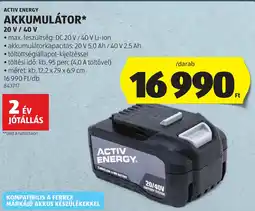 ALDI Activ Energy Akkumulátor ajánlat