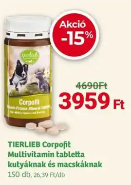 Herbaház TIERLIEB Corpofit Multivitamin tabletta kutyáknak és macskáknak ajánlat