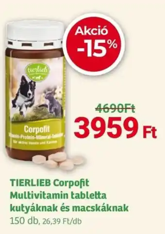 Herbaház TIERLIEB Corpofit Multivitamin tabletta kutyáknak és macskáknak ajánlat