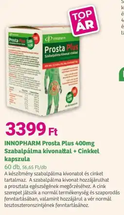 Herbaház INNOPHARM Prosta Plus Szabalpálma kivonattal + Cinkkel kapszula ajánlat