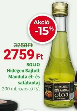 Herbaház SOLIO Hidegen sajtolt Mandula ét- és salátaolaj ajánlat