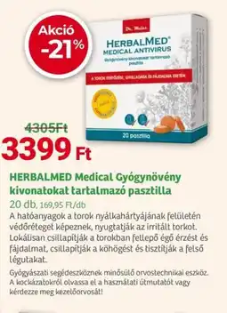 Herbaház HERBALMED Medical Gyógynövény kivonatokat tartalmazó pasztilla ajánlat