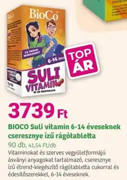 Herbaház BIOCO Suli vitamin 6-14 éveseknek cseresznye ízű rágótabletta ajánlat
