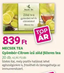 Herbaház MECSEK TEA Gyömbér-Citrom ízű zöld filteres tea ajánlat