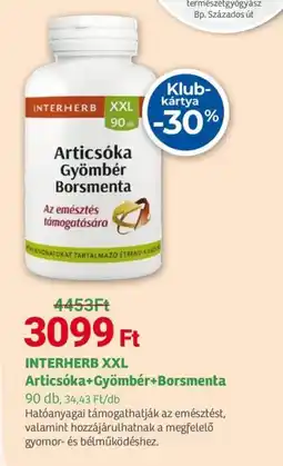 Herbaház INTERHERB XXL Articsóka Gyömbér Borsmenta ajánlat