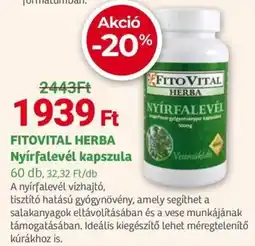 Herbaház FITOVITAL HERBA Nyírfalevél kapszula ajánlat