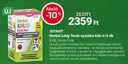 Herbaház JUTAVIT Herbal Lolly Torok nyalóka kids ajánlat