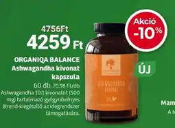 Herbaház ORGANIQA BALANCE Ashwagandha kivonat kapszula ajánlat