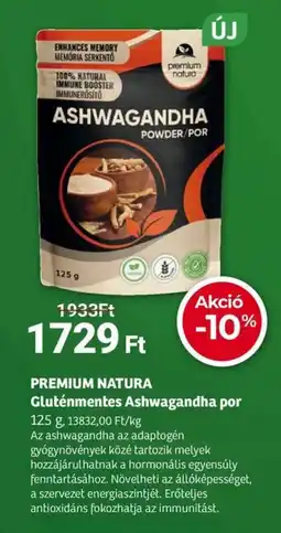 Herbaház PREMIUM NATURA Gluténmentes Ashwagandha por ajánlat
