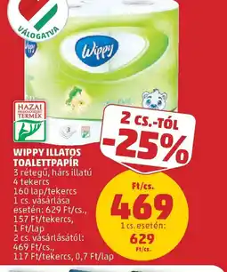 PENNY WIPPY ILLATOS TOALETTPAP 117 Ft/tekercs, 0,7 Ft/lapR ajánlat