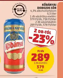 PENNY KŐBÁNYAI DOBOZOS SÖR ajánlat