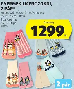 ALDI Gyermek Licenc zokni ajánlat