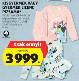 ALDI Kisgyermek, gyermek licenc pizsama ajánlat