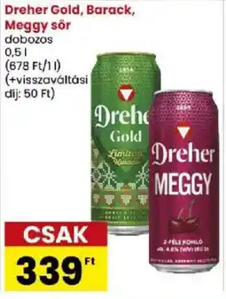 Spar Dreher Gold, Barack, Meggy sör ajánlat