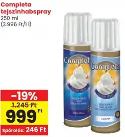 Spar Completa tejszínhabspray ajánlat