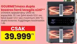 Spar GOURMETmaxx dupla kosaras forró levegős sütő ajánlat