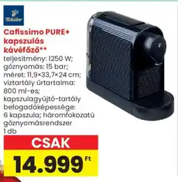 Spar Tchibo Cafissimo PURE+ kapszulás kávéfőző ajánlat