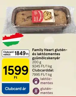 Tesco Family Heart glutén-és laktózmentes gyümölcskenyér ajánlat