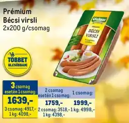 Metro Wiesbauer Prémium Bécsi virsli ajánlat