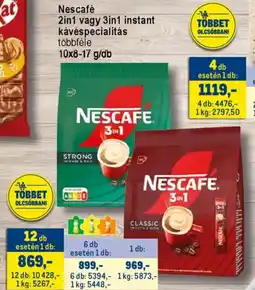 Metro Nescafé 2in1 vagy 3in1 instant kávéspecialitás ajánlat
