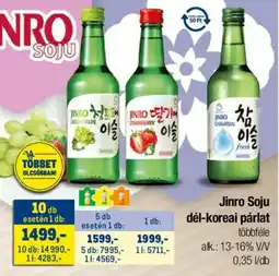 Metro Jinro Soju dél-koreai párlat ajánlat