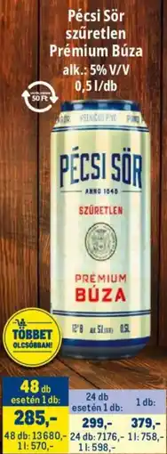 Metro Pécsi Sör szűretlen Prémium Búza ajánlat