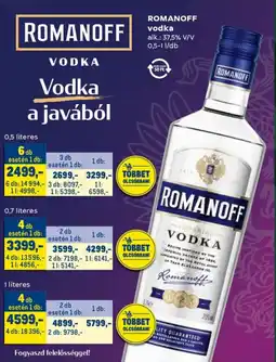 Metro ROMANOFF Vodka ajánlat