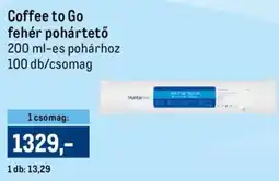 Metro Coffee to Go fehér pohártető ajánlat