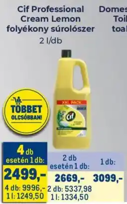 Metro Cif Professional Cream Lemon folyékony súrolószer ajánlat