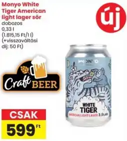 Interspar Monyo White Tiger American light lager sör ajánlat